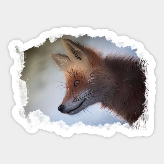 Cute Fox Wild Animal Lover, Fox Art Sticker by Fersan